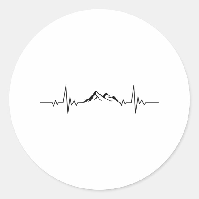 MOUNTAIN HEARTBEAT Funny Hiking Hikers Wanderer Classic Round Sticker (Front)