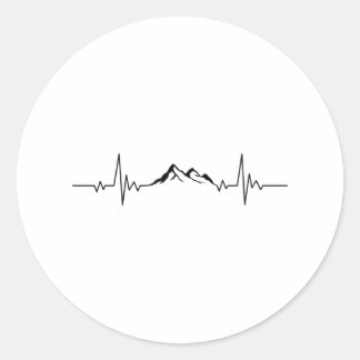 MOUNTAIN HEARTBEAT Funny Hiking Hikers Wanderer Classic Round Sticker