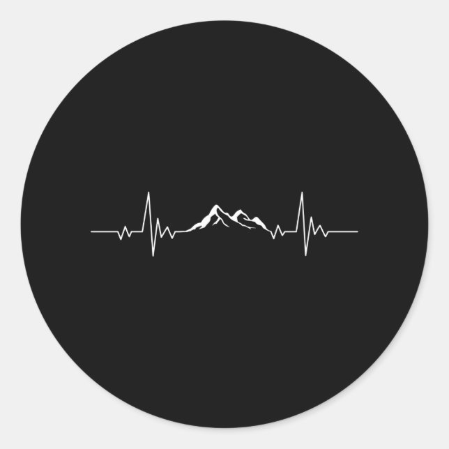 MOUNTAIN HEARTBEAT Funny Hiking Hikers Wanderer Classic Round Sticker (Front)