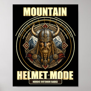 Mountain helmet mode nordic outdoor viking norse poster