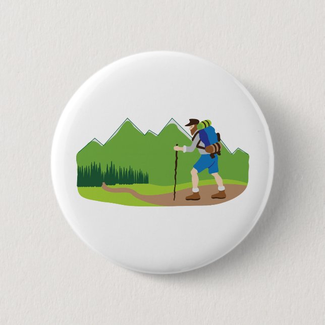 Mountain Hiker 2 Inch Round Button (Front)