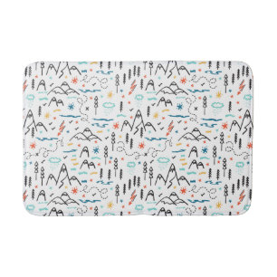 Mountain Hiking Pattern Bath Mat