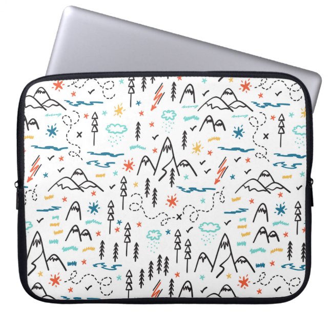Mountain Hiking Pattern Laptop Sleeve (Front)