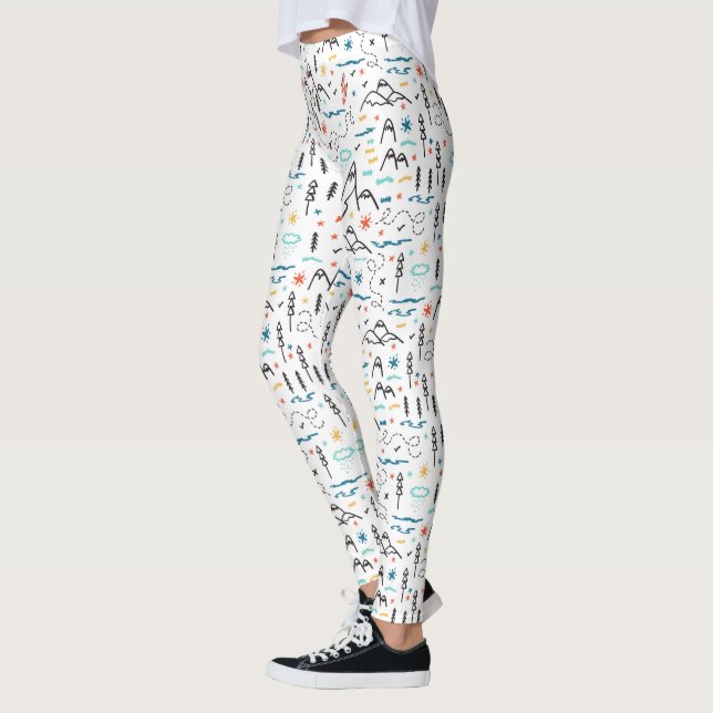 Mountain Hiking Pattern Leggings (Left)
