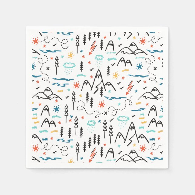 Mountain Hiking Pattern Napkin (Front)