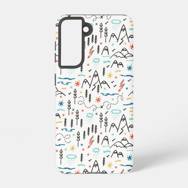 Mountain Hiking Pattern Samsung Galaxy S21 Case (Back)