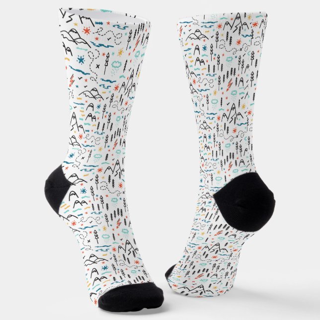 Mountain Hiking Pattern Socks (Angled)
