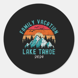 Mountain hiking skiing family vacation 2024 lake classic round sticker