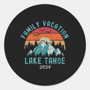 Mountain Hiking Skiing Family Vacation Lake Tahoe Classic Round Sticker