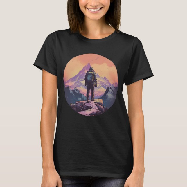 Mountain Hiking Sunset T-Shirt (Front)