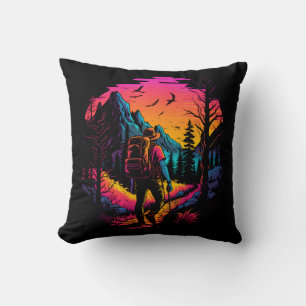 Mountain Hiking Throw Pillow