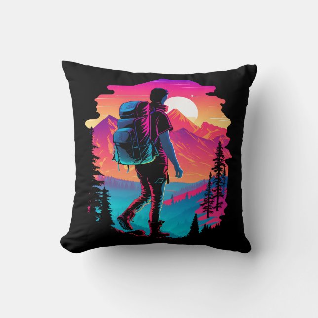 Mountain Hiking Throw Pillow (Front)
