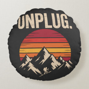 Mountain Hiking Unplug Round Pillow