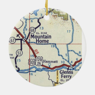 Mountain Home Idaho Vintage Map Ceramic Ornament