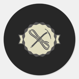 MOUNTAIN ICE CLIMBING ICON  Ice Wall Rock Climber  Classic Round Sticker