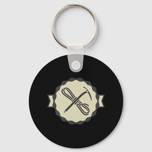 MOUNTAIN ICE CLIMBING ICON  Ice Wall Rock Climber  Keychain (Front)