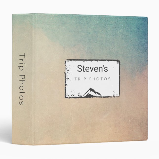 Mountain Illustration in Black Trip Photo Binder (Front/Spine)
