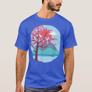 Mountain Japanese Pink Flower Pretty Sakura Cherry T-Shirt