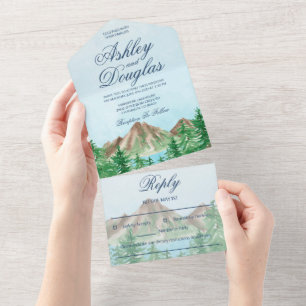 Mountain Lake All in One Wedding Invite