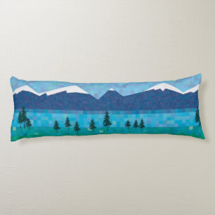 Mountain lake body pillow