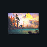 Mountain Lake by Albert Bierstadt, 1865 Canvas Print<br><div class="desc">This item features the painting by Albert Bierstadt titled Mountain Lake, painted in 1865. This image has been restored digitally to bring out as much of the original colours as possible. Makes a great addition to any living room, bedroom, lake home, vacation spot, or anywhere where beautiful art is appreciated....</div>