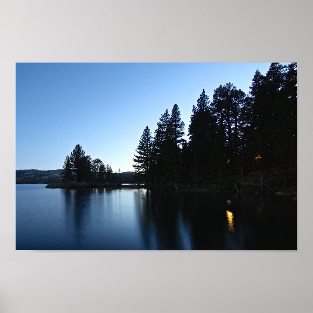 Mountain Lake, Cabin, Night Poster (Front)