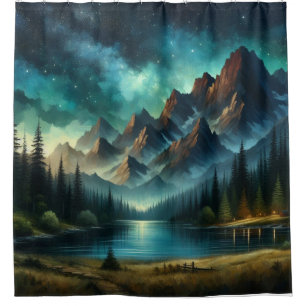 Mountain Lake/cabin under the stars