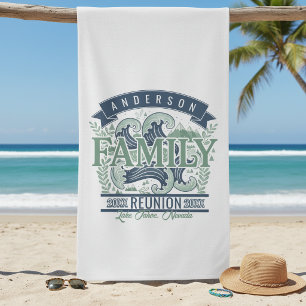 Mountain Lake Family Reunion Motif ID1317 Beach Towel