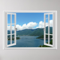 Mountain Lake Faux Window Scene