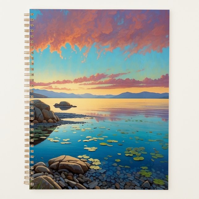 Mountain Lake Flowers Colourful Art Planner (Front)