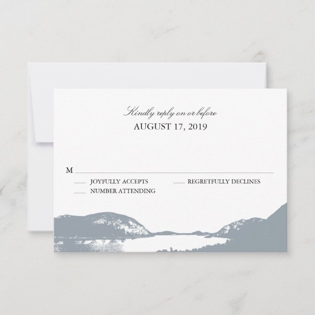 Mountain Lake Grey | Wedding RSVP (Front)