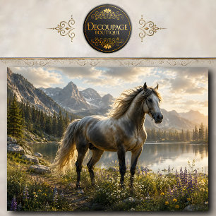 Mountain Lake Horse Painting Tissue Paper