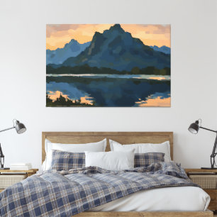 Mountain Lake Landscape Canvas Print