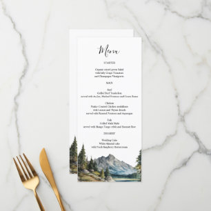 Mountain Lake Menu card personalized names on back