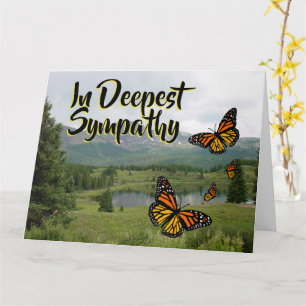 Mountain Lake Monarch Butterflies Sympathy Card