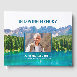 Mountain Lake Photo Memorial or Funeral Guest Book