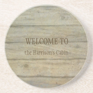 Mountain Lake Pines Welcome Cabin Personalized Coaster