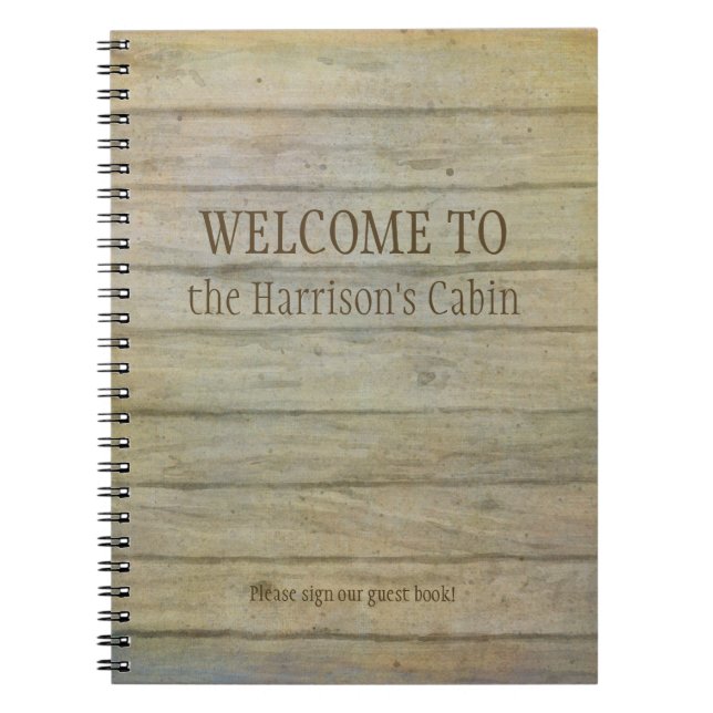 Mountain Lake Pines Welcome Cabin Personalized Notebook (Front)