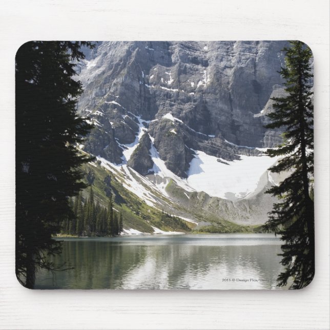 Mountain Lake Reflecting Mountain Framed By Trees Mouse Pad (Front)