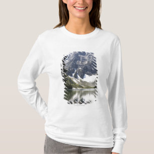Mountain Lake Reflecting Mountain Framed By Trees T-Shirt