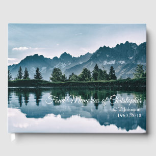 Mountain Lake Reflection Funeral Condolence Guest Book