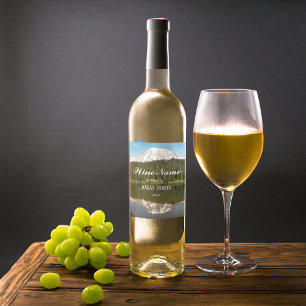 Mountain Lake Reflection Landscape Personalized Wine Label
