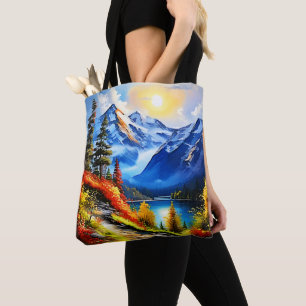 Mountain Lake: Scenic View Tote Bag