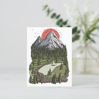 Mountain Lake Serenity: Sunset Adventure Awaits Announcement Postcard