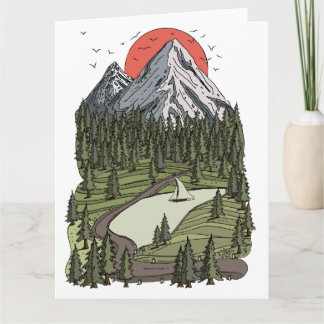 Mountain Lake Serenity: Sunset Adventure Awaits Card