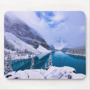 Mountain Lake Snow Scene Mouse Pad