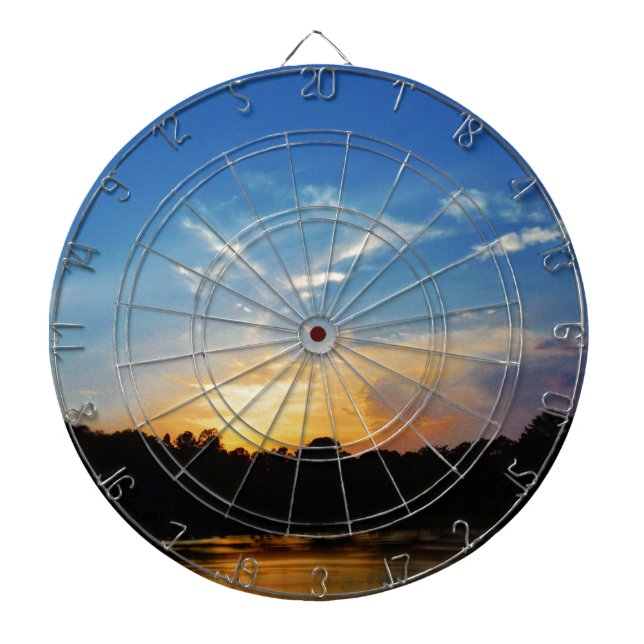 Mountain Lake Sunset Dartboard (Front)