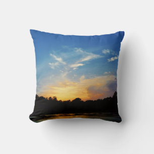 Mountain Lake Sunset Throw Pillow