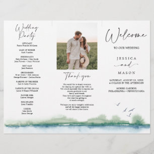 Mountain Lake Tri-Fold Wedding Program