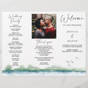 Mountain Lake Tri-Fold Wedding Program